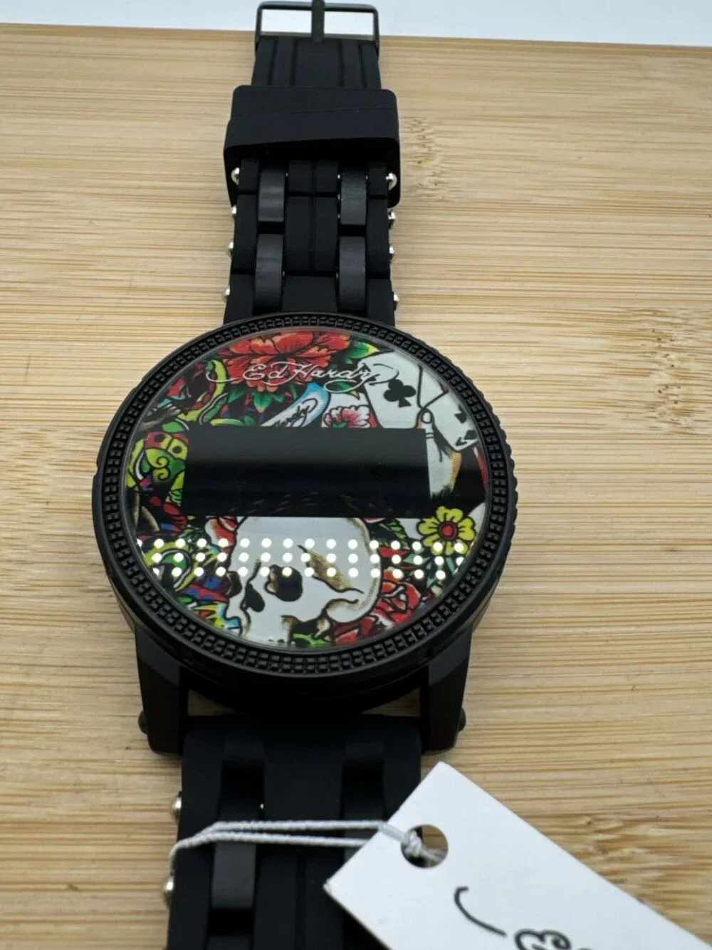 Ed Hardy Ed Hardy Skull Men's Quartz Movement Black Printed Digital Watch